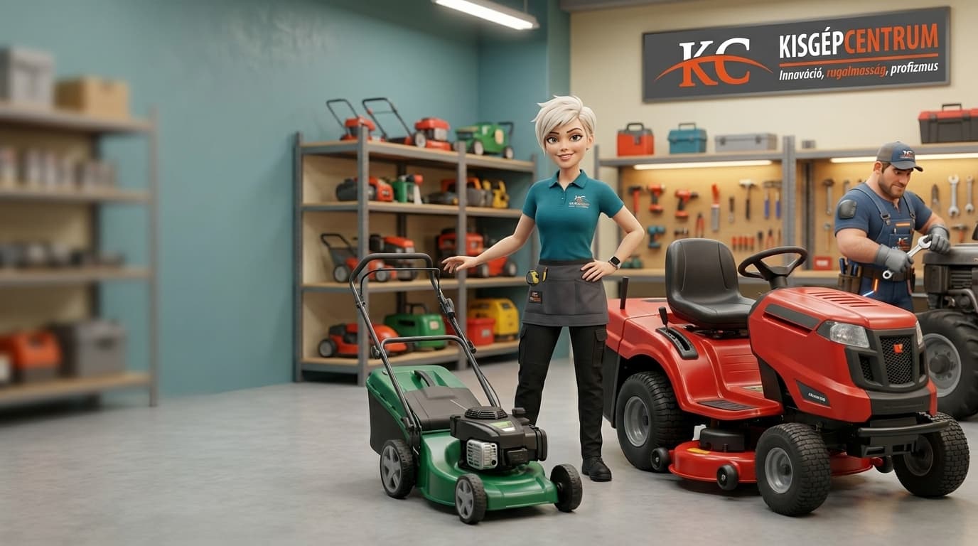 Lexia kerti fűnyíróval és fűnyíró traktorral