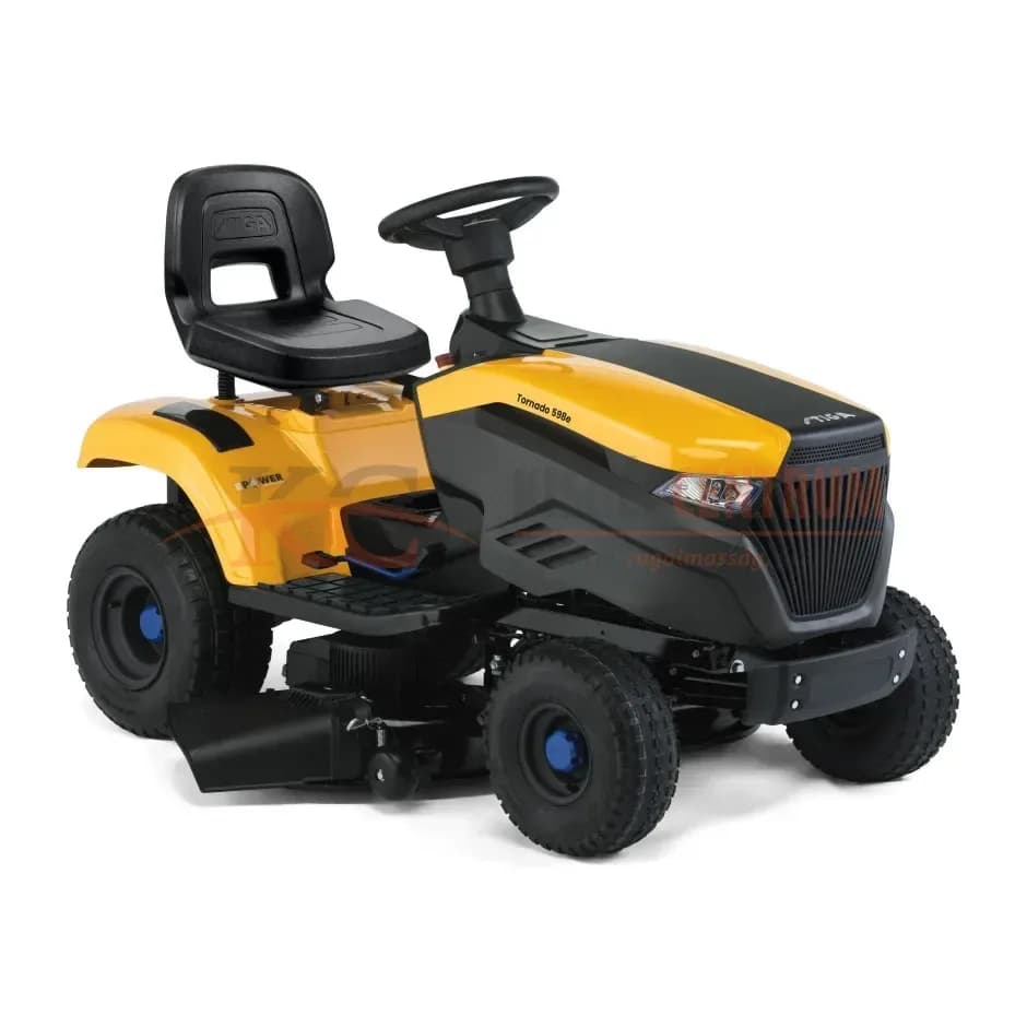STIGA akkumulátoros oldalkidobós fűnyíró traktor TORNADO 598e