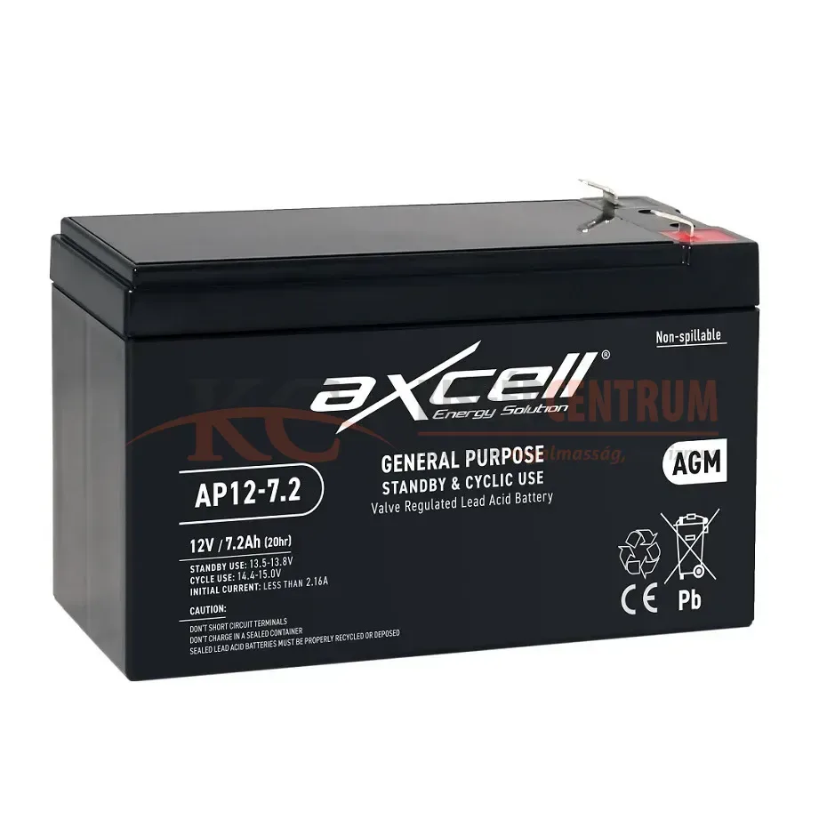 AXCELL indítóakkumulátor 12V-7.2A (118120069/0 helyettesítő)