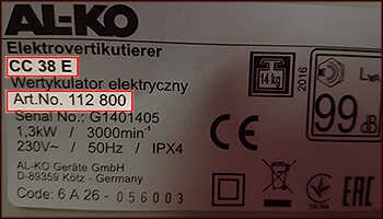 AL-KO — hol található a típusszám
