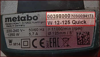 Metabo — hol található a típusszám